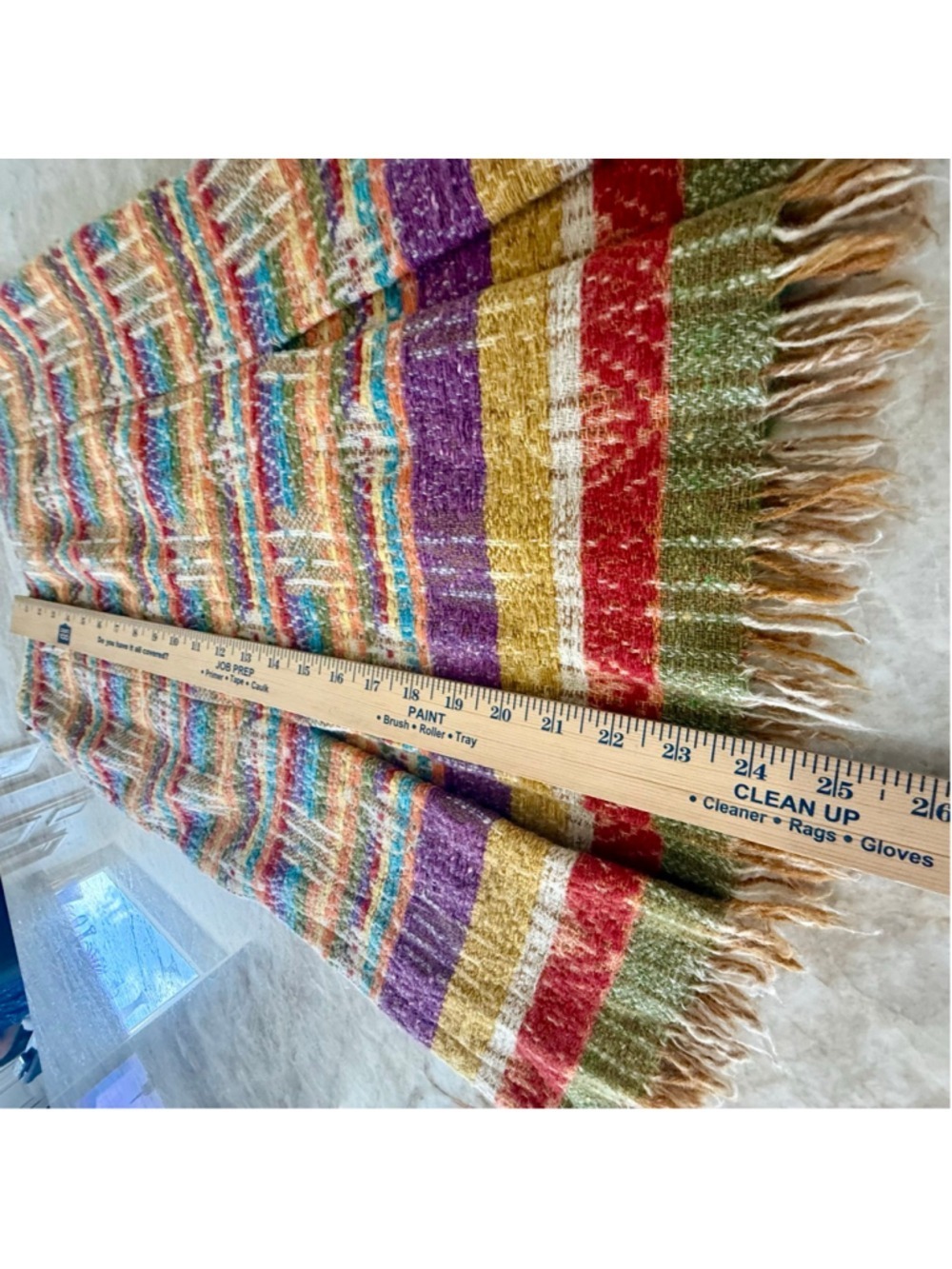 Max Mara Multi-color Striped, textured, raw edge colorful Midi Skirt Size 2 - Picture 9 of 10